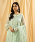 Women's Eid Sea Green Embroidered Net Unstitched Shirt Dupatta